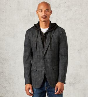 Modern Fit Knit Blazer with Detachable Hood