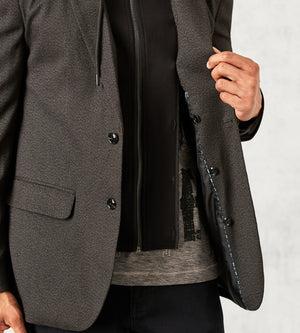 Modern Fit Knit Blazer with Detachable Hood