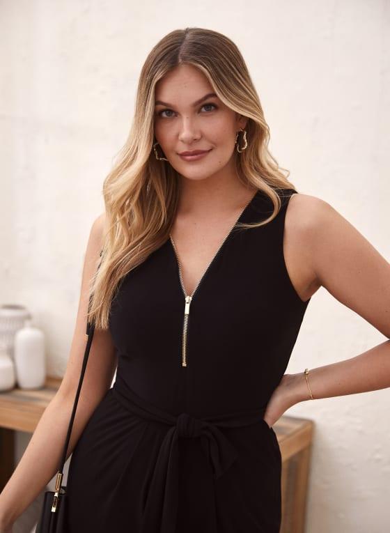 Zip Front Wide Leg Jumpsuit