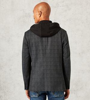 Modern Fit Knit Blazer with Detachable Hood