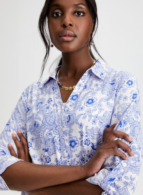 Floral Paisley Print Button-Up Tunic