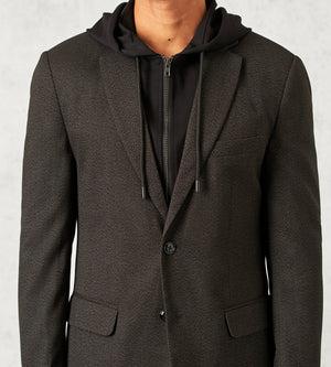 Modern Fit Knit Blazer with Detachable Hood