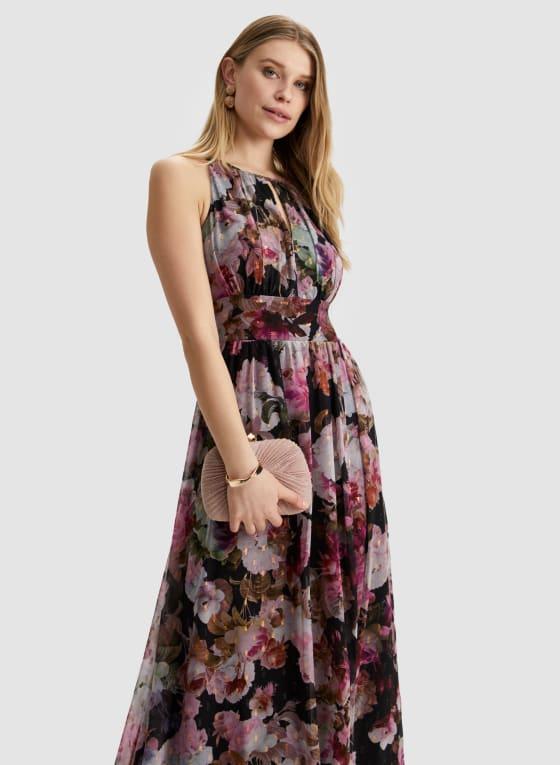 Floral Print Halter Neck Dress