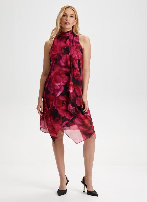 Mock Neck Floral Print Dress