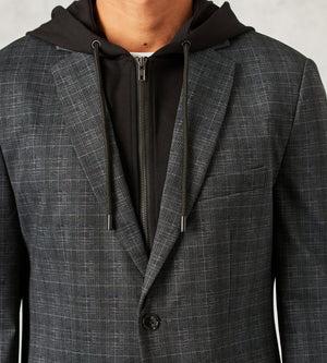 Modern Fit Knit Blazer with Detachable Hood