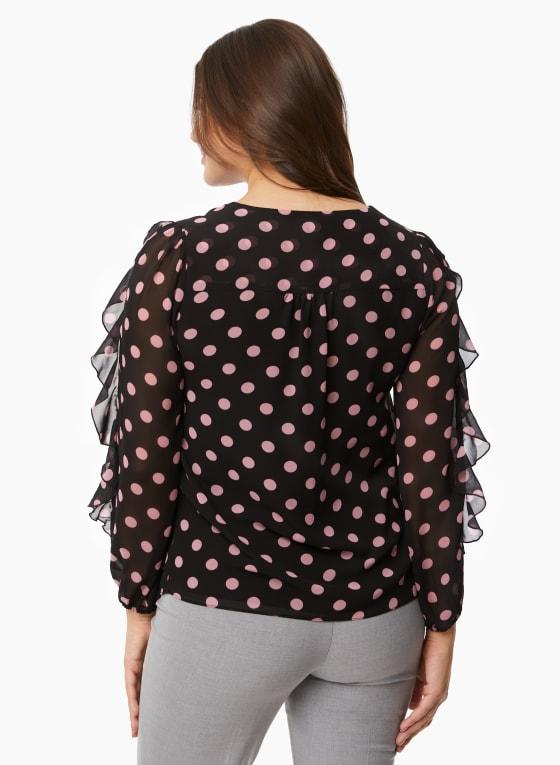 Ruffle Sleeve Polka Dot Blouse