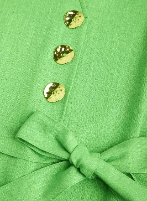 Linen Blend Button Front Dress
