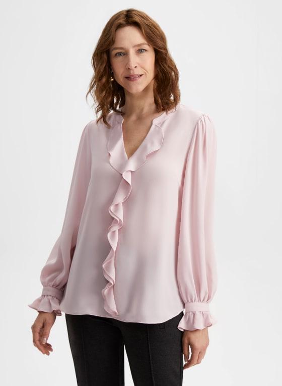 V-neck Ruffle Front Blouse