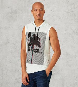 Modern Fit Sleeveless Printed Hooded Knit