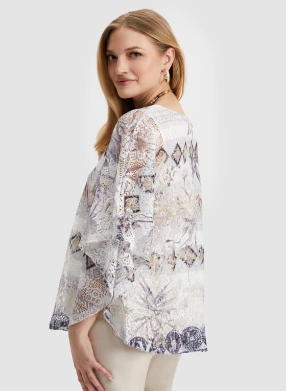 Geometric Print Lace Poncho Top