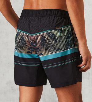 Modern Fit All Over Print Swim Shorts With Compression Liner