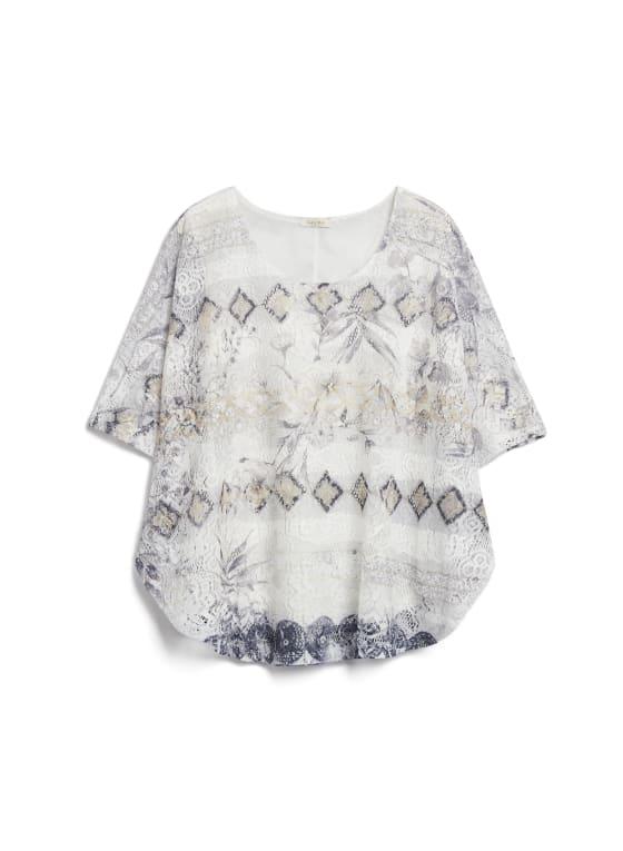 Geometric Print Lace Poncho Top