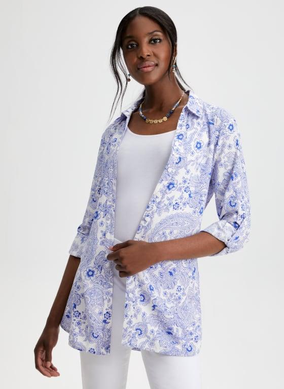 Floral Paisley Print Button-Up Tunic