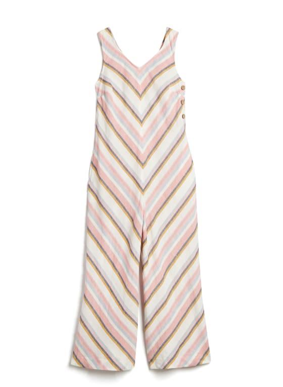 Charlie B - Striped Linen & Cotton Jumpsuit