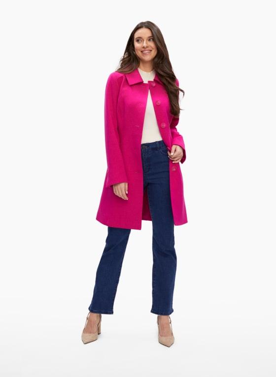 Button Front Tricotine Trench Coat