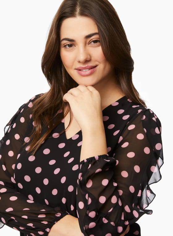 Ruffle Sleeve Polka Dot Blouse