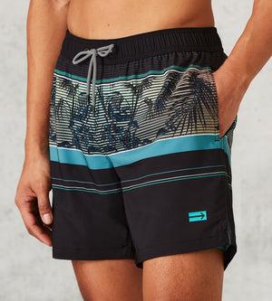 Modern Fit All Over Print Swim Shorts With Compression Liner