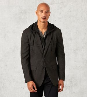 Modern Fit Knit Blazer with Detachable Hood