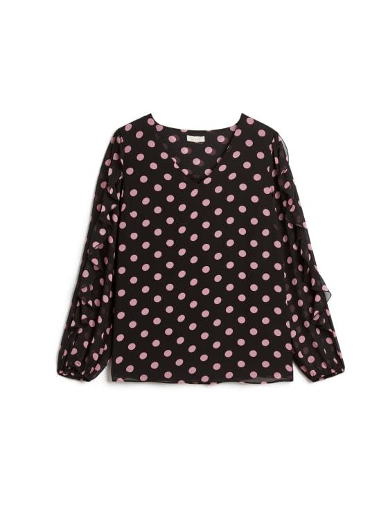 Ruffle Sleeve Polka Dot Blouse