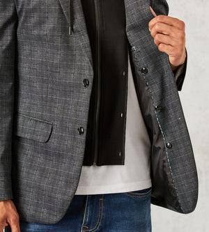 Modern Fit Knit Blazer with Detachable Hood