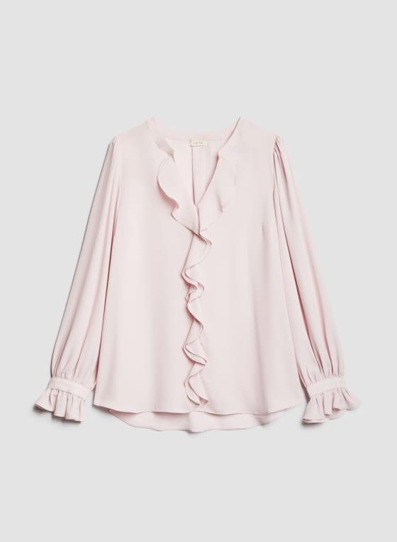 V-neck Ruffle Front Blouse