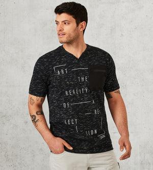 Modern Fit Short-Sleeve Space Dye Notch-Collar Tee