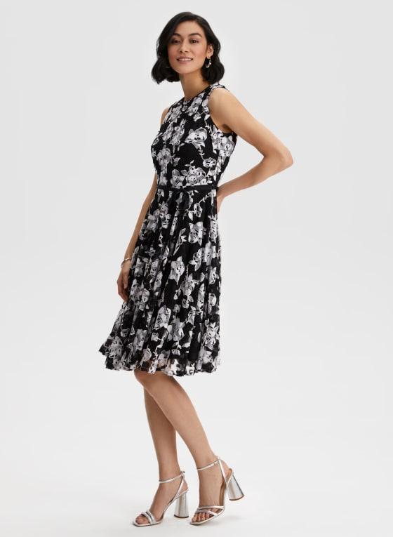 Floral Print Ribbon Belt Dress