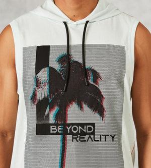 Modern Fit Sleeveless Printed Hooded Knit