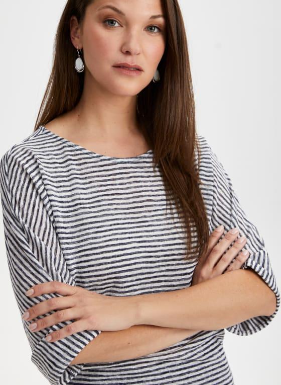 Striped Print Elbow Sleeve Top