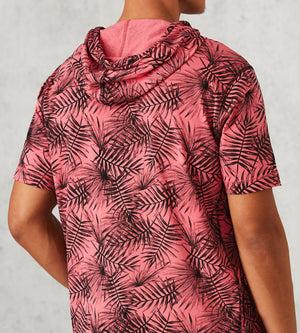 Modern Fit Short-Sleeve All Over Tropical Print Hooded Knit