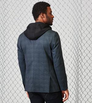 Modern Fit Knit Check Blazer with Detachable Hood