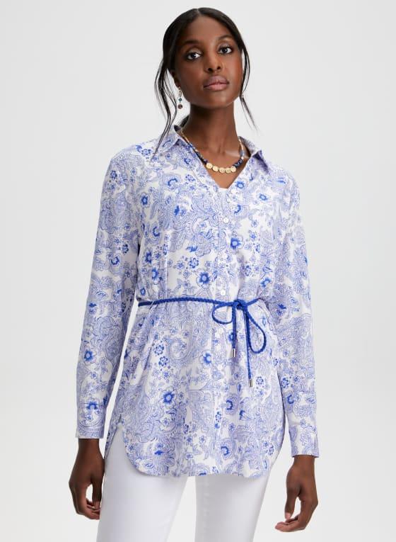 Floral Paisley Print Button-Up Tunic