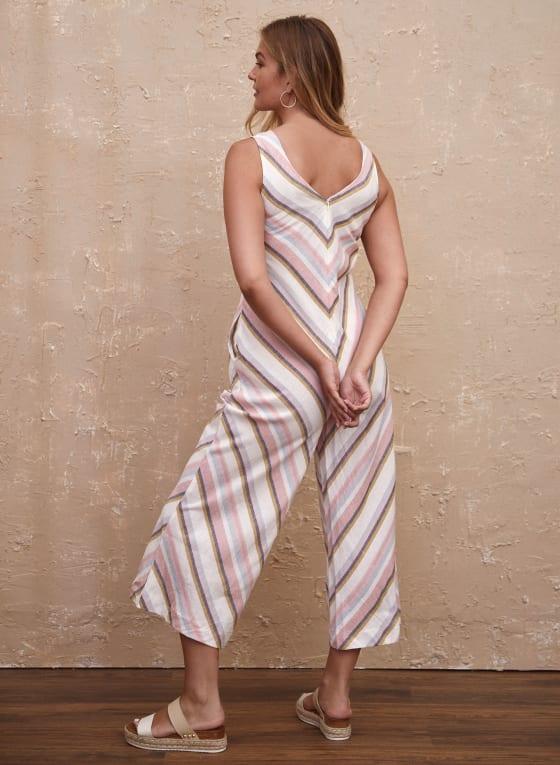 Charlie B - Striped Linen & Cotton Jumpsuit