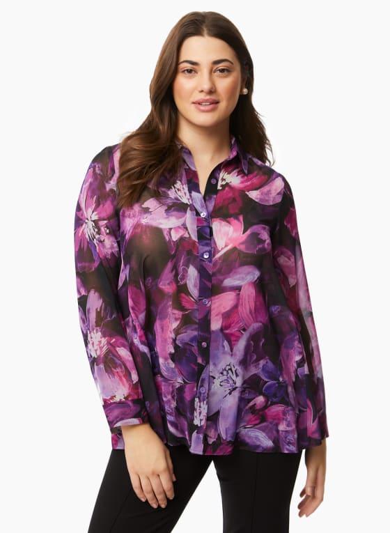 Floral Print Button-Up Blouse