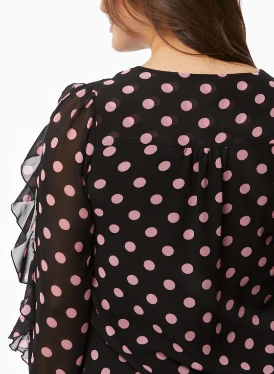 Ruffle Sleeve Polka Dot Blouse